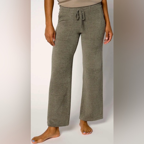 Barefoot Dreams Cozy Chic Ultra Lite Relaxed Fit Wide-Leg Pants - Olive Green - Picture 2 of 3